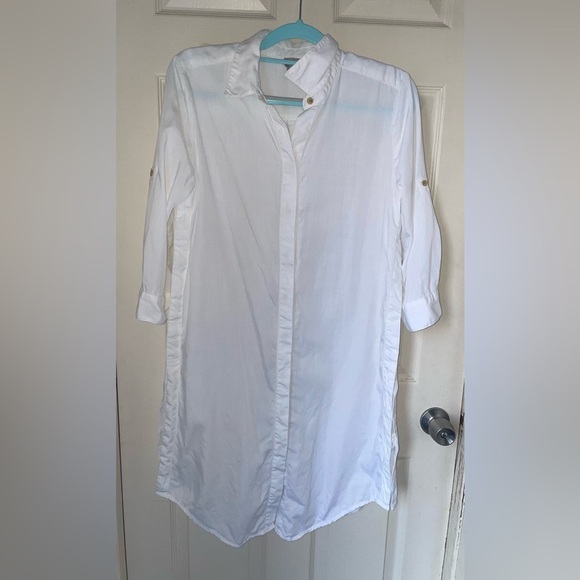 Chicos Side-Slit Button-Down Tunic Beach Cover Up - Picture 3 of 12